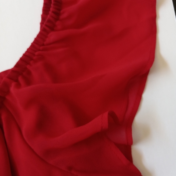 Express Red Flowy Crop Top Blouse. Juniors Small. - Picture 4 of 11